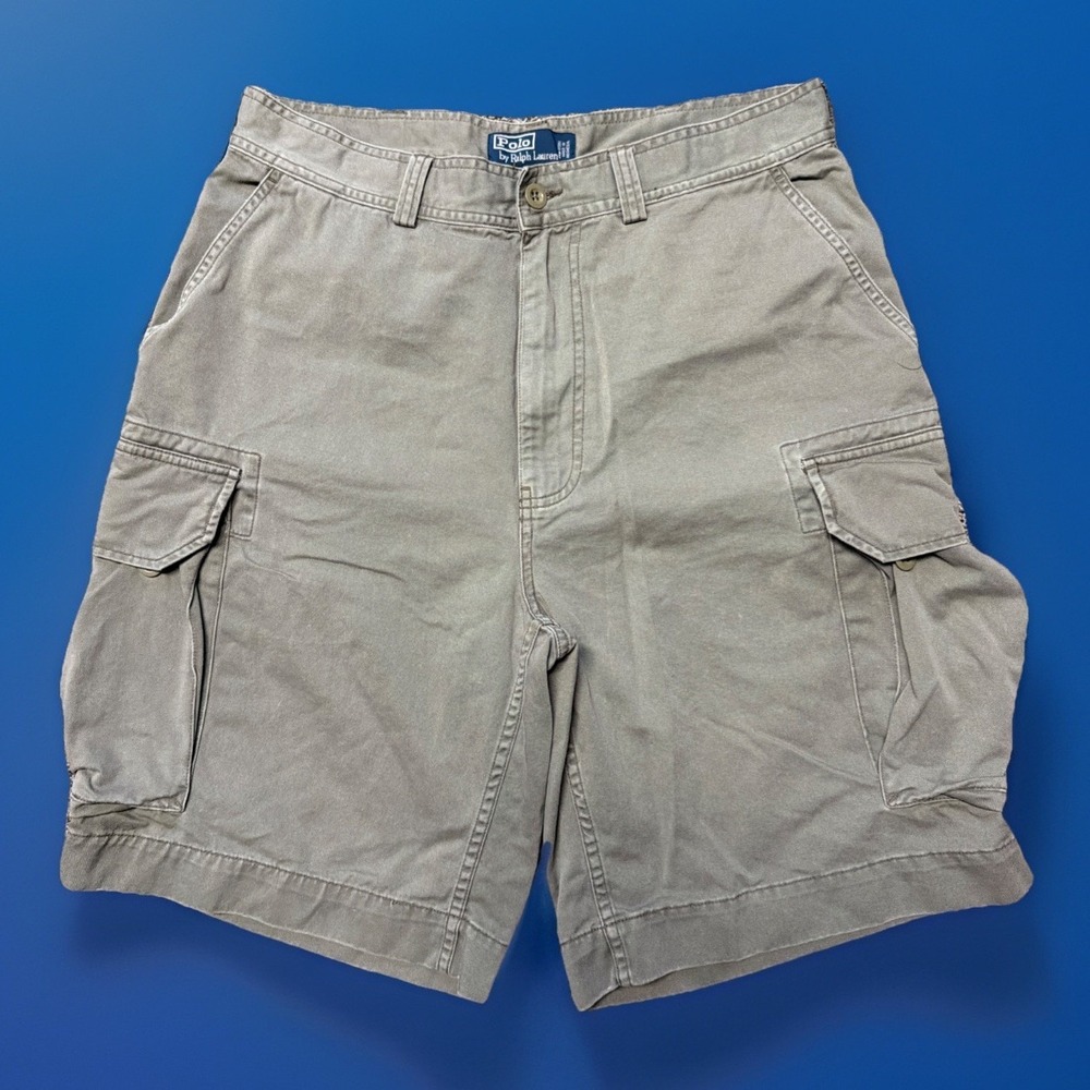 VTG 90s Polo Ralph Lauren Shorts Mens 34‎ Green Military Cargo Baggy Y2K 33x10